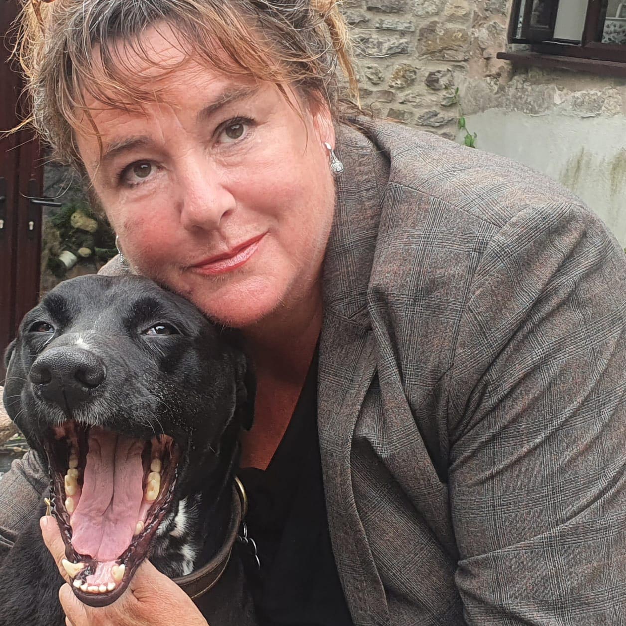 Michaela and her dog.